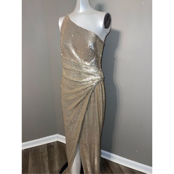 NWT Halston Adriana One-Shoulder Sequin Gown Size 2 $595 - Picture 5 of 10
